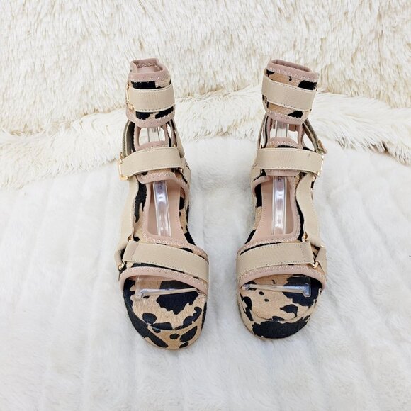 Brown Cow Print 2" Platform Harness Sandals - Picture 10 of 12